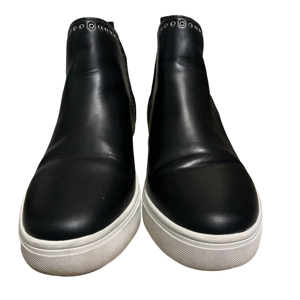 Chelsea & Violet shoes Milo black leather suede grommet hidden wedge sneaker 7.5 - Picture 5 of 11